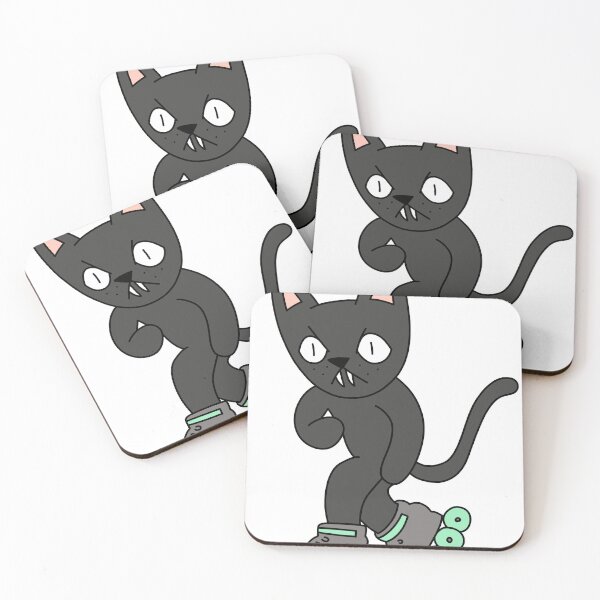 Item preview, mean cat inline skating - black designed and sold by motherbrainart.