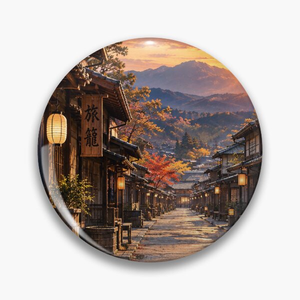 Item preview, Japanese Post Town at Sunset – Edo Period Landscape designed and sold by CHANNELZIPANG.
