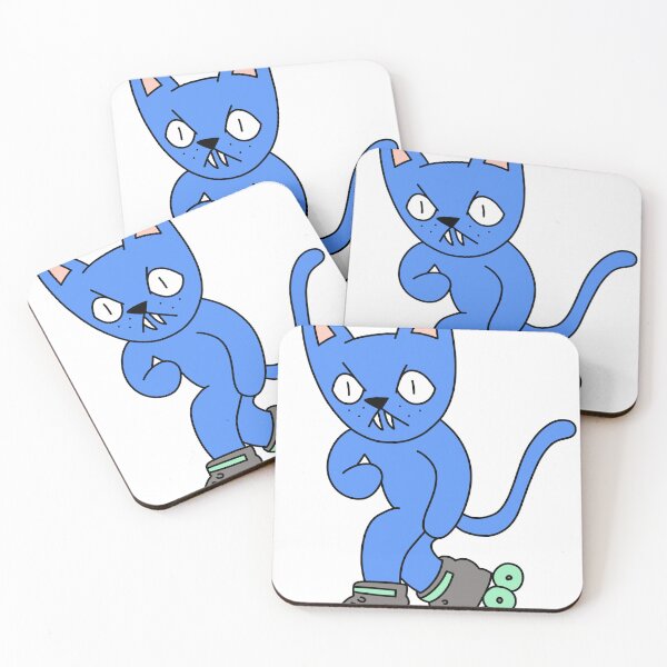Item preview, mean cat inline skating - blue designed and sold by motherbrainart.