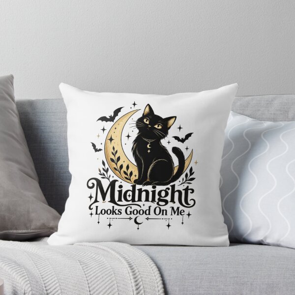 Item preview, Midnight Looks Good On Me Black Cat Crescent Moon Gothic Halloween Witchy Cat Design designed and sold by Sanika arts .