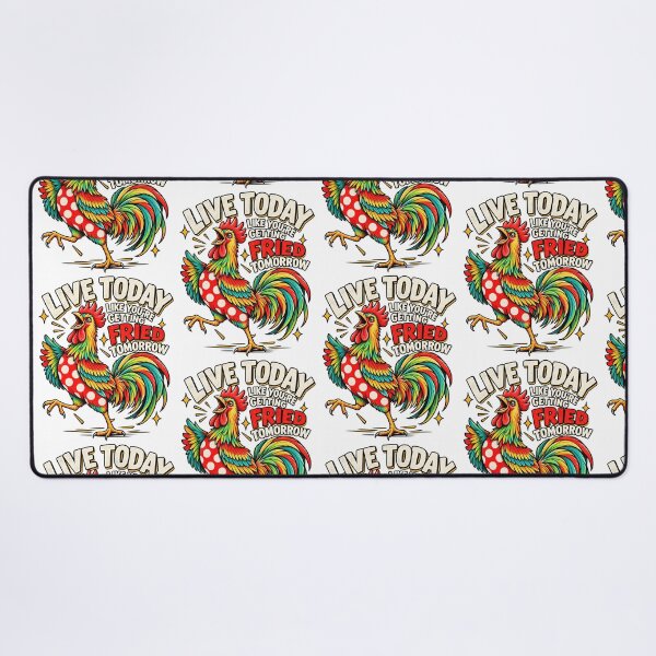 Item preview, Live Today Getting Fried Tomorrow Funny Colorful Rooster Meme Design designed and sold by DevilMayCrySh.