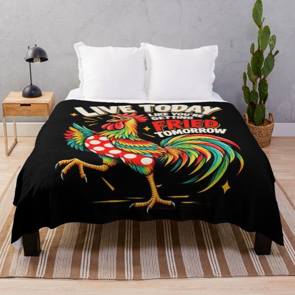 Item preview, Live Today Getting Fried Tomorrow Funny Colorful Rooster Meme Design designed and sold by DevilMayCrySh.