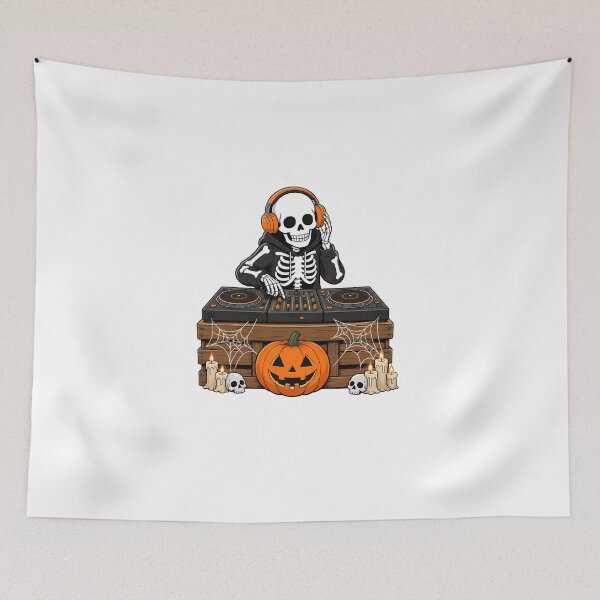 Item preview, Skeleton Reading and Listening to Music Halloween Pumpkin designed and sold by OlyvieArt.