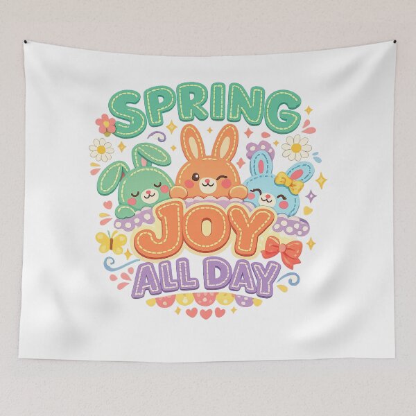Item preview, Spring Joy All Day Cute Easter Bunnies Pastel Floral Kawaii Art Design designed and sold by inkoutninja.