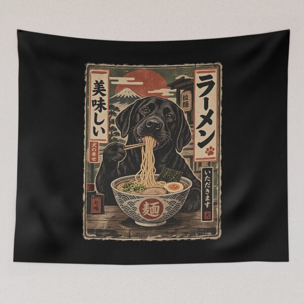 Item preview, Black Labrador Ramen Noodles Japanese designed and sold by a-turner-paint.