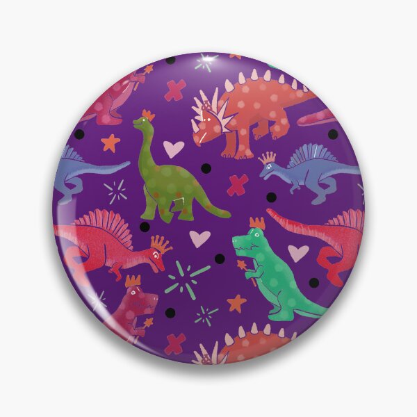 Item preview, Pink Blue and Green Dinos on Purple Background for Girls designed and sold by RayanneStudios.
