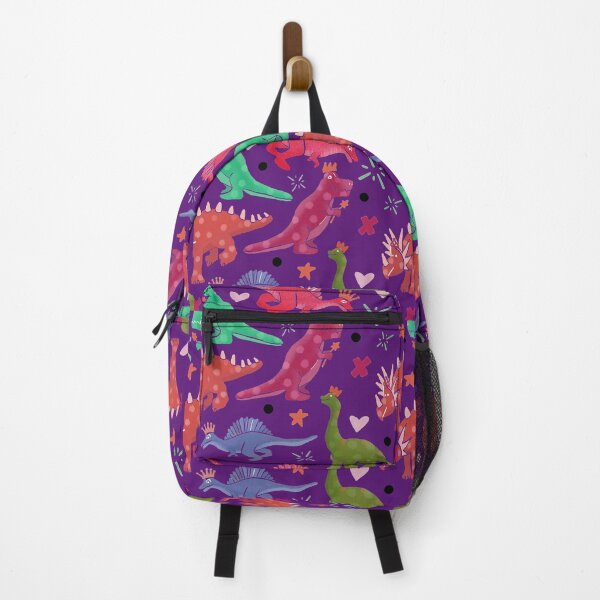 Item preview, Pink Blue and Green Dinos on Purple Background for Girls designed and sold by RayanneStudios.