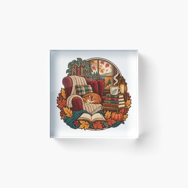 Item preview, Cozy Autumn Reading Nook Illustration designed and sold by Thai Vibe Studio.