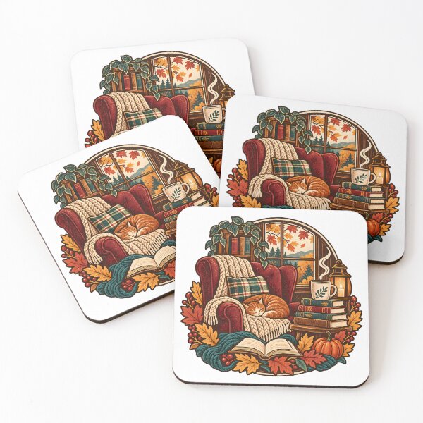 Item preview, Cozy Autumn Reading Nook Illustration designed and sold by Thai Vibe Studio.