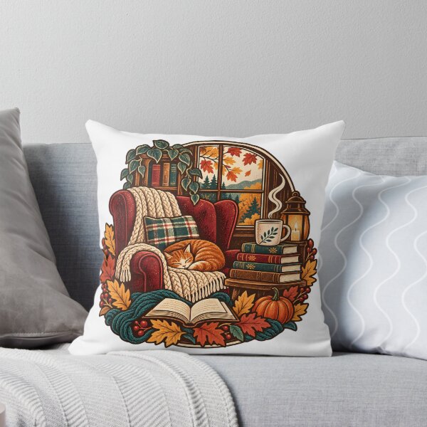 Item preview, Cozy Autumn Reading Nook Illustration designed and sold by Thai Vibe Studio.