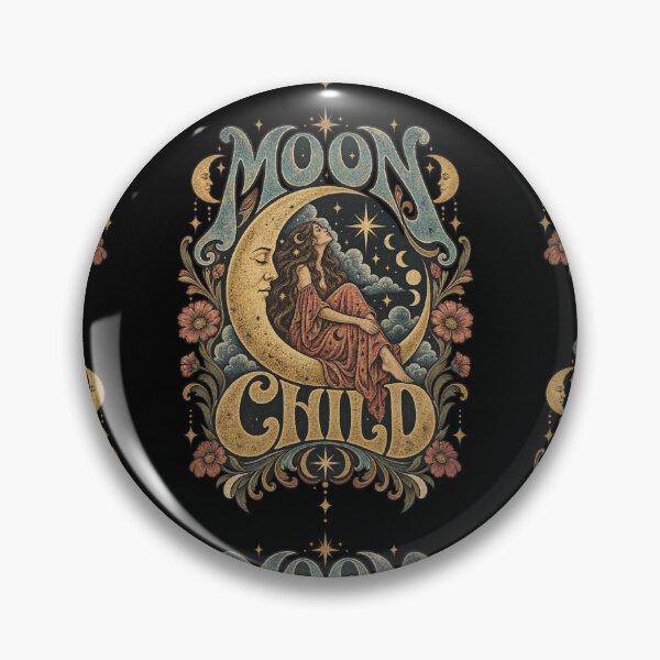 Item preview, Vintage Moon Child Crescent Moon Art Nouveau Celestial Boho Design designed and sold by DevilMayCrySh.