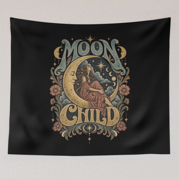 Item preview, Vintage Moon Child Crescent Moon Art Nouveau Celestial Boho Design designed and sold by DevilMayCrySh.