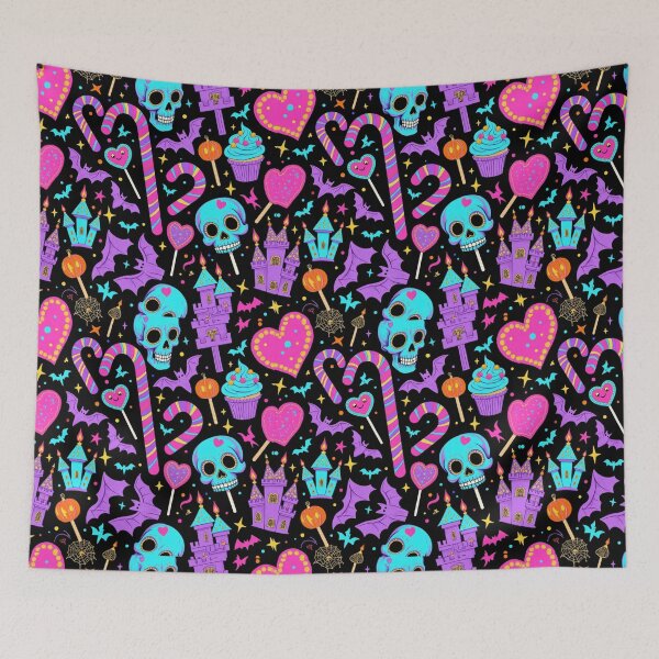 Item preview, Neon Skull Candyland – Colorful Gothic Halloween Seamless Pattern designed and sold by Dream Bloom Gallery.