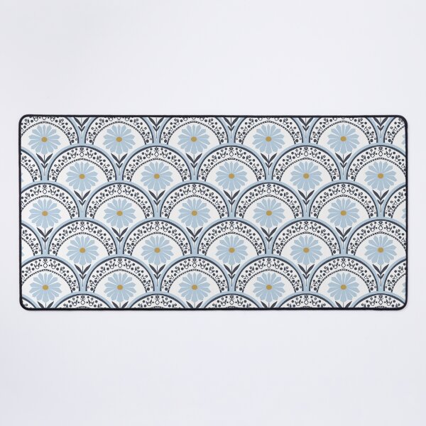 Item preview, Scallop (Fish Scale) Geometric Daisy Hand drawn Mid-Century Light Blue large  designed and sold by RayanneStudios.