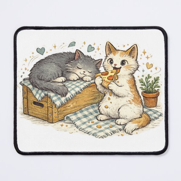 Item preview, Pizza Cats Cozy Picnic Cute Cat Lover Cottagecore Food Art Design designed and sold by inkoutninja.