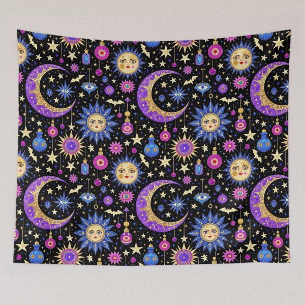 Item preview, Mystical Celestial Moon & Sun – Gothic Astrology Halloween Seamless Pattern designed and sold by Dream Bloom Gallery.