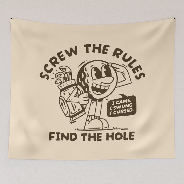 Item preview, Screw The Rules Find The Hole, Vintage Golf Ball Mascot designed and sold by adipra.