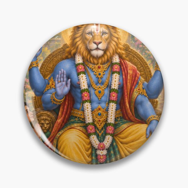 Item preview, Narasimha Avatar of Lord Vishnu - Prahlada Devotional Art designed and sold by Homyar.