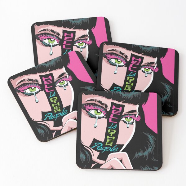Item preview, Pop Art Woman Crying With 'HELL IS OTHER PEOPLE' Band designed and sold by LEAHHATFIELD.