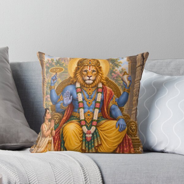 Item preview, Narasimha Avatar of Lord Vishnu - Prahlada Devotional Art designed and sold by Homyar.