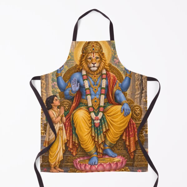 Item preview, Narasimha Avatar of Lord Vishnu - Prahlada Devotional Art designed and sold by Homyar.
