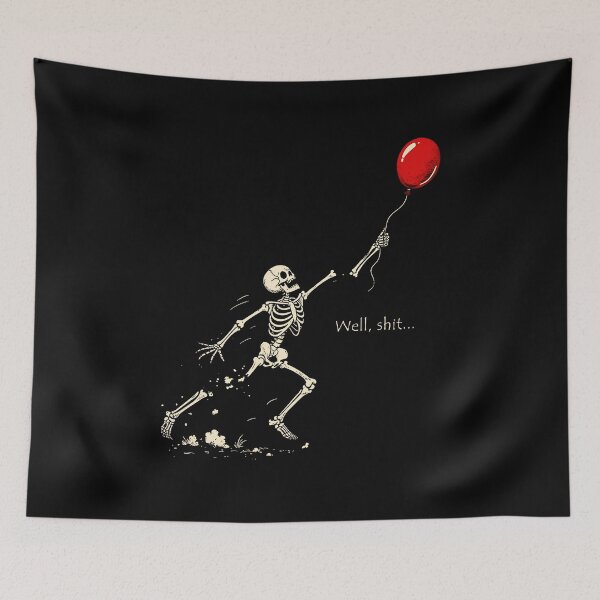 Item preview, Halloween Skeleton Lost Balloon Well Shit Meme designed and sold by nosu-art-pod.