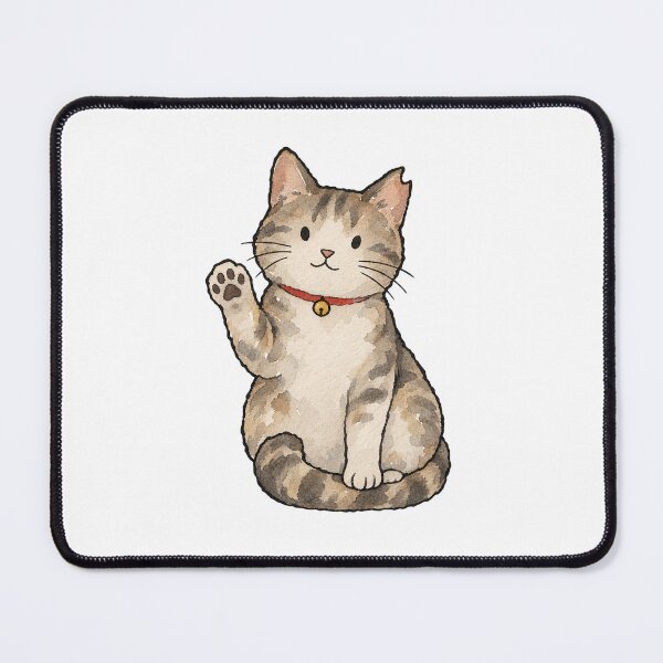 Item preview, Watercolor Tabby Cat Waving Hello with a Bell Collar designed and sold by Jessie's Palette.