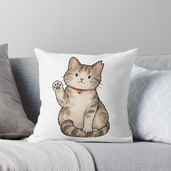 Item preview, Watercolor Tabby Cat Waving Hello with a Bell Collar designed and sold by Jessie's Palette.