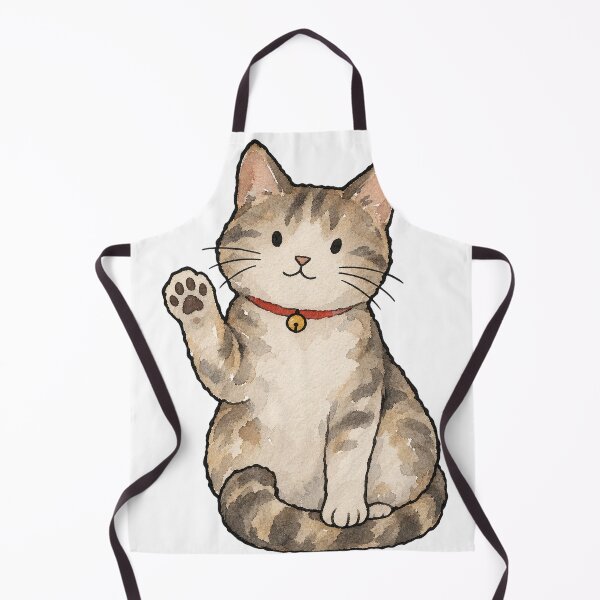 Item preview, Watercolor Tabby Cat Waving Hello with a Bell Collar designed and sold by Jessie's Palette.