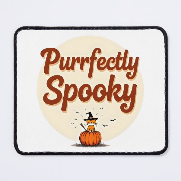 Item preview, purrfectly spooky cute cat with pumpkin catoon halloween designed and sold by Panya-Design.