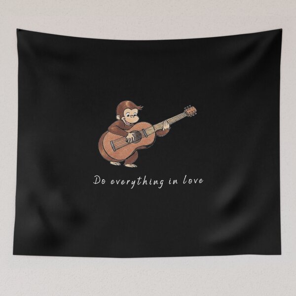 Item preview, Cute Monkey Playing Guitar Do Everything in Love Music Lover Artwork designed and sold by VelourEmber.
