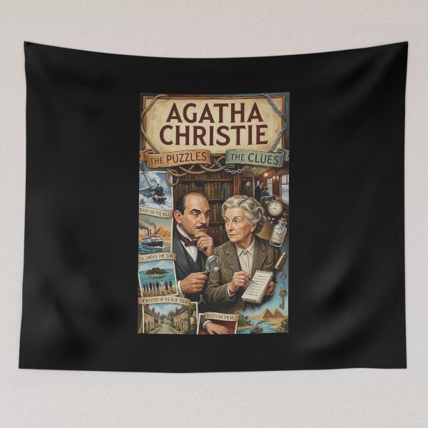 Item preview, Agatha Christie Puzzles Clues Detectives Literary Art designed and sold by Libbieomaguera.