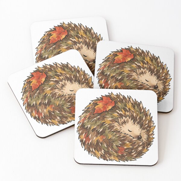 Item preview, Cute Sleeping Hedgehog Curled Up with an Autumn Leaf designed and sold by Jessie's Palette.