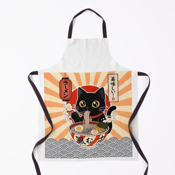 Item preview, Cute Black Cat Eating Ramen Kawaii Art designed and sold by SimpleFolks.