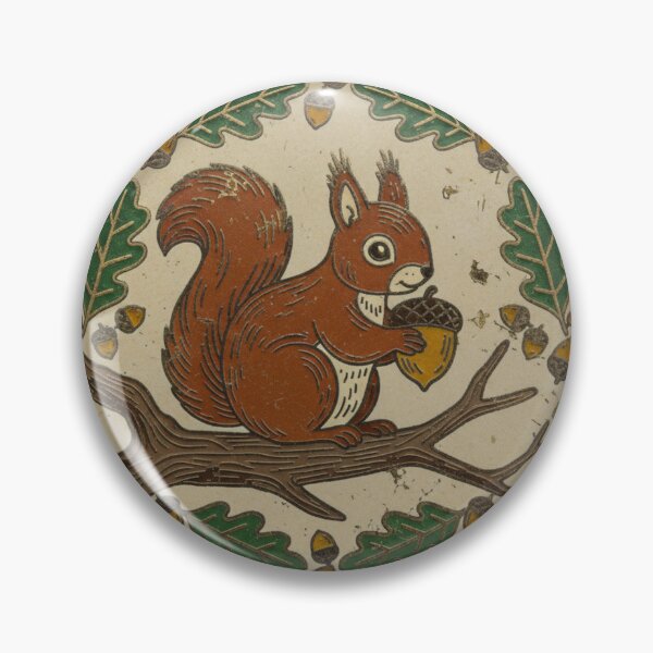 Item preview, Vintage Style Red Squirrel and Acorn Enamel Pin  Cute Woodland Nature Accessory designed and sold by FestivityFinds.