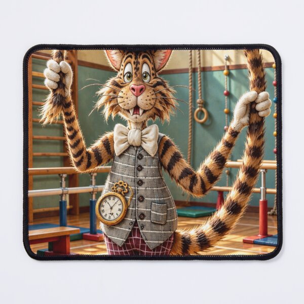 Item preview, Stripy Fitness skipping cat designed and sold by Jonsmartdesigns.