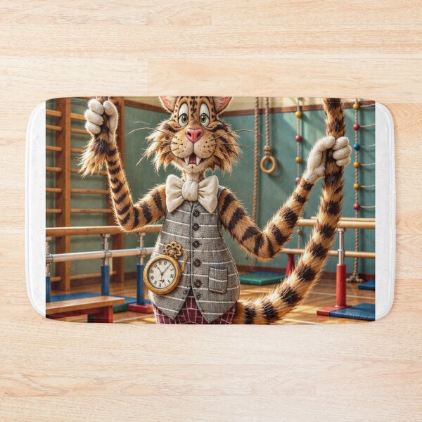 Item preview, Stripy Fitness skipping  cat designed and sold by Jonsmartdesigns.