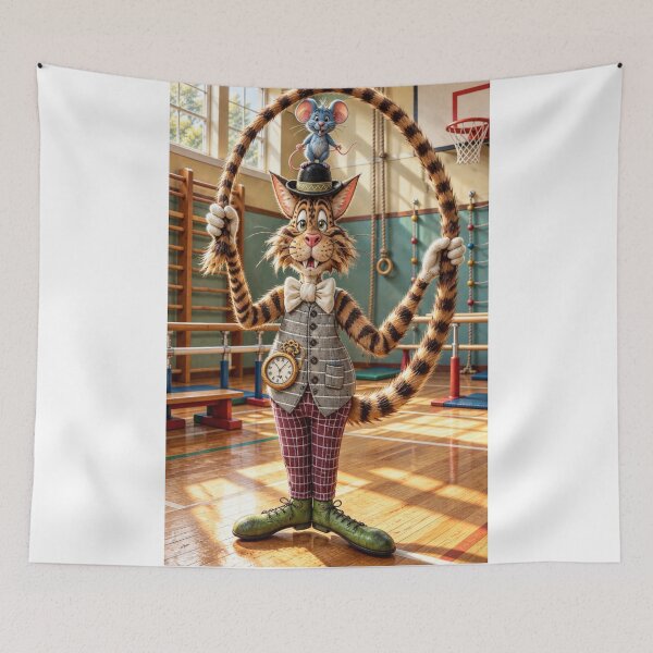 Item preview, Stripy Fitness skipping  cat designed and sold by Jonsmartdesigns.