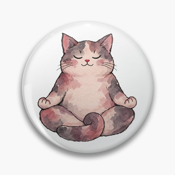 Item preview, Chubby Meditation Cat Sitting in a Calm Zen Pose designed and sold by Jessie's Palette.