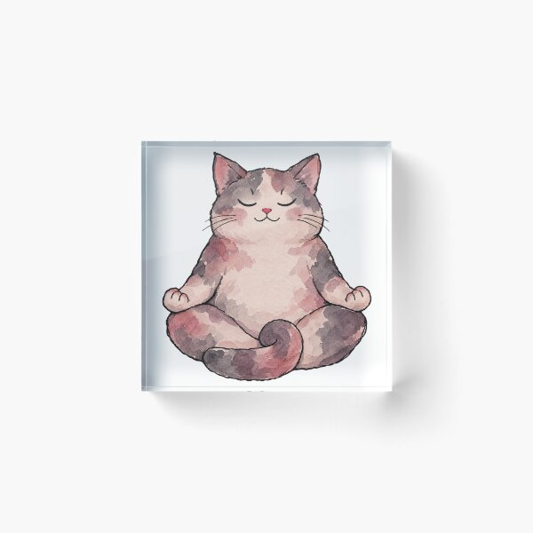 Item preview, Chubby Meditation Cat Sitting in a Calm Zen Pose designed and sold by Jessie's Palette.