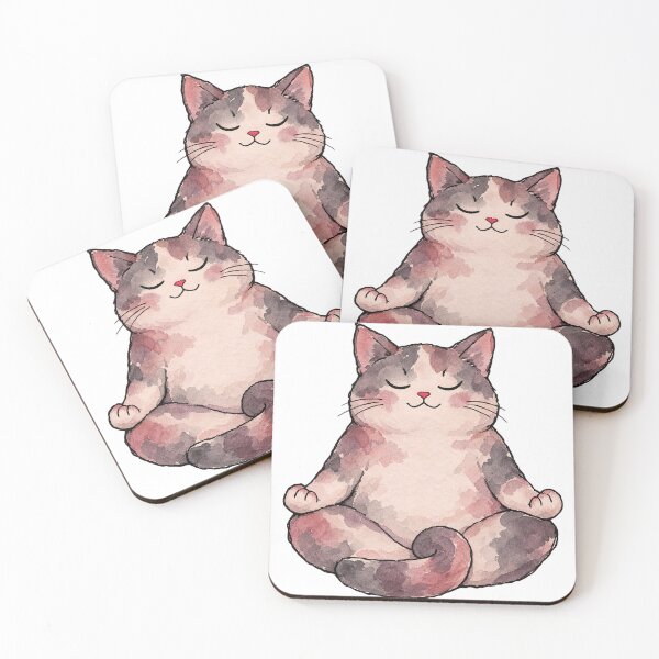 Item preview, Chubby Meditation Cat Sitting in a Calm Zen Pose designed and sold by Jessie's Palette.