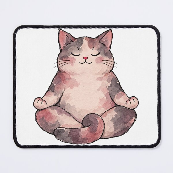Item preview, Chubby Meditation Cat Sitting in a Calm Zen Pose designed and sold by Jessie's Palette.