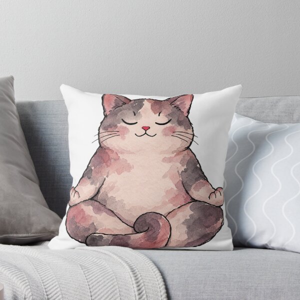 Item preview, Chubby Meditation Cat Sitting in a Calm Zen Pose designed and sold by Jessie's Palette.