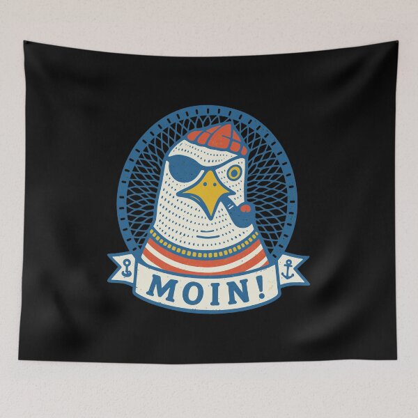 Item preview, Moin Seagull Pirate with Pipe Retro Nautical Design designed and sold by Libbieomaguera.