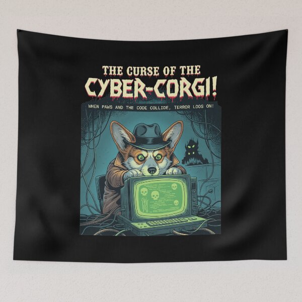 Item preview, Cyber Corgi Mystery Detective Dog Retro Art designed and sold by Libbieomaguera.