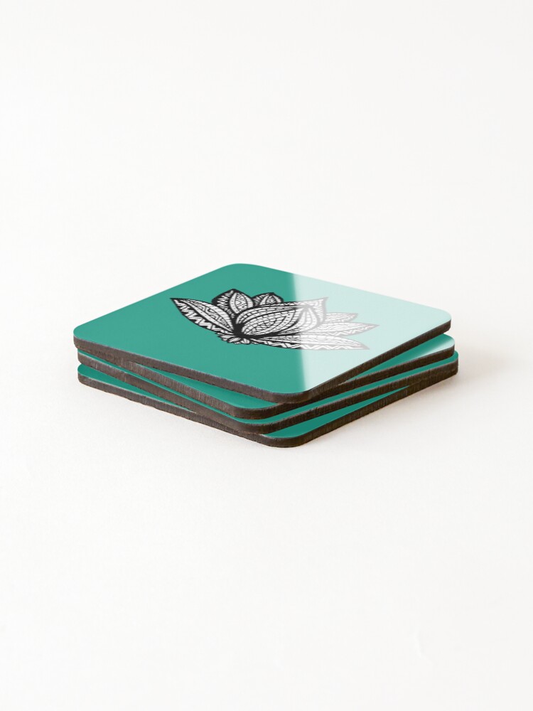 Thumbnail 4 of 5, Coasters (Set of 4), Lotus Pattern designed and sold by ViaARTfactory.