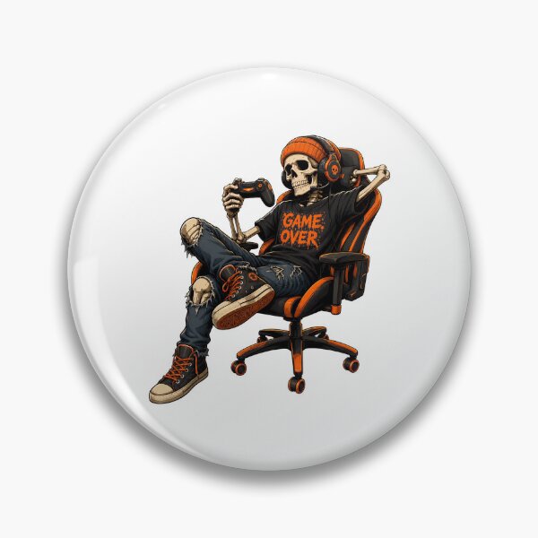 Item preview, Skeleton Gamer 'Game Over' Orange Beanie Art designed and sold by OlyvieArt.