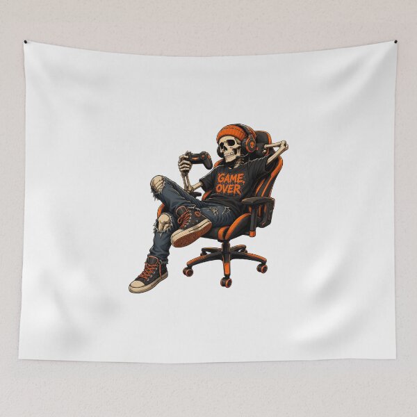 Item preview, Diseño de gorro naranja con la frase "Game Over" de Skeleton Gamer designed and sold by OlyvieArt.