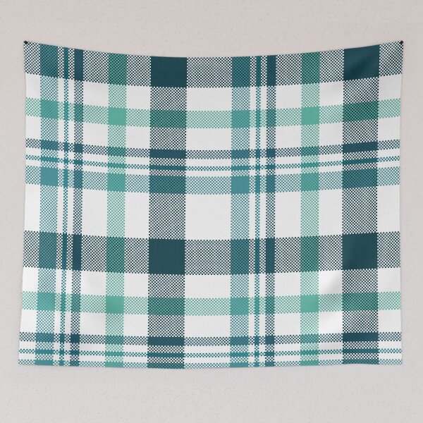 Item preview, Navy blue and mint green plaid tartan seamless background designed and sold by PowerAntShop.