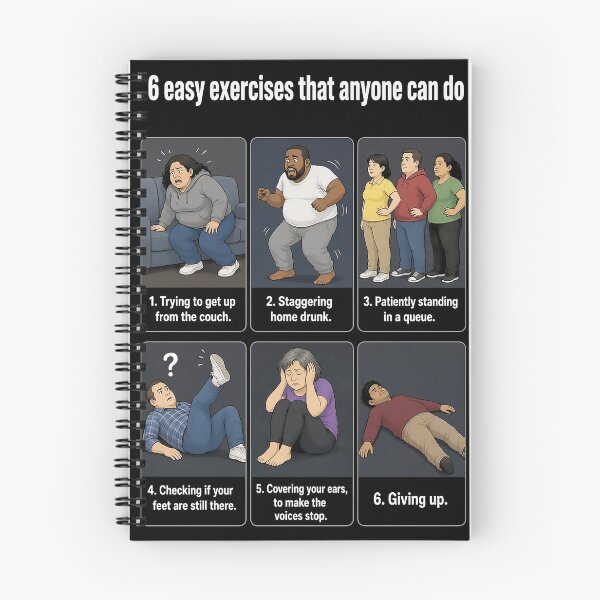 Item preview, 6 Easy Exercises That Anyone Can Do: A Relatable Humor Meme designed and sold by abby-thorns.